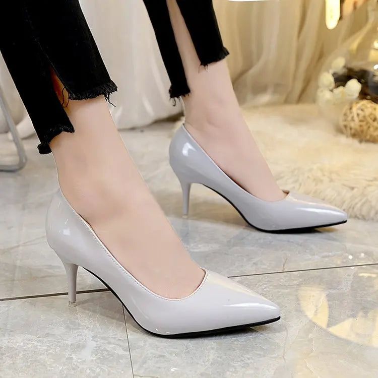 Glossy Pointed-Toe Stiletto Pumps