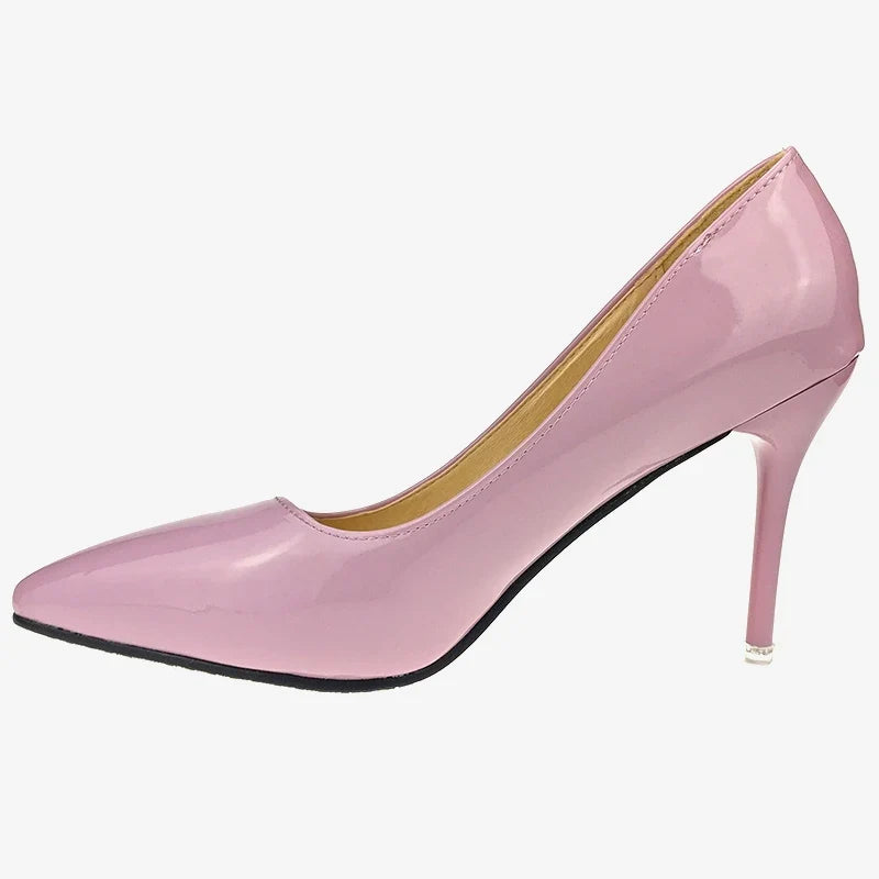 Glossy Pointed-Toe Stiletto Pumps
