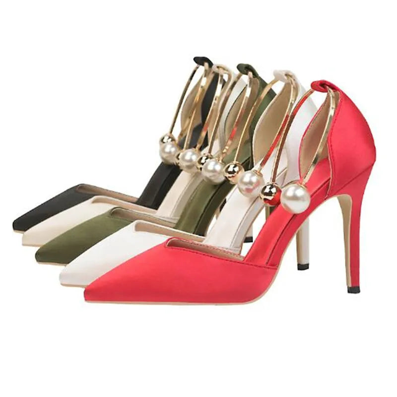 Pearl Loop Pointed-Toe Stiletto Heels