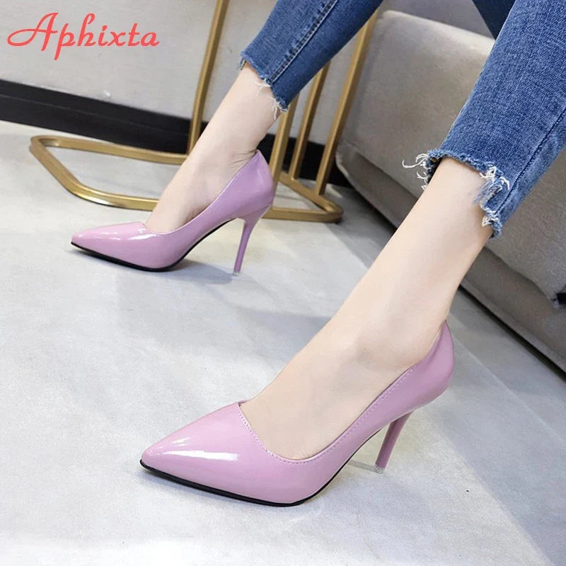 Glossy Pointed-Toe Stiletto Pumps
