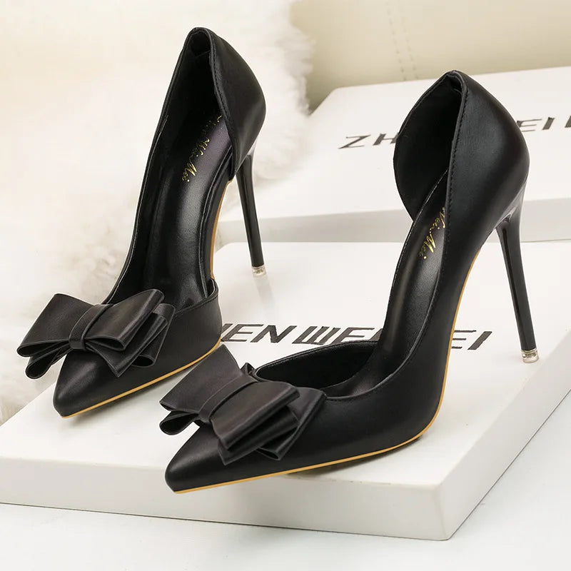 Bow Pointed-Toe Stiletto Pumps