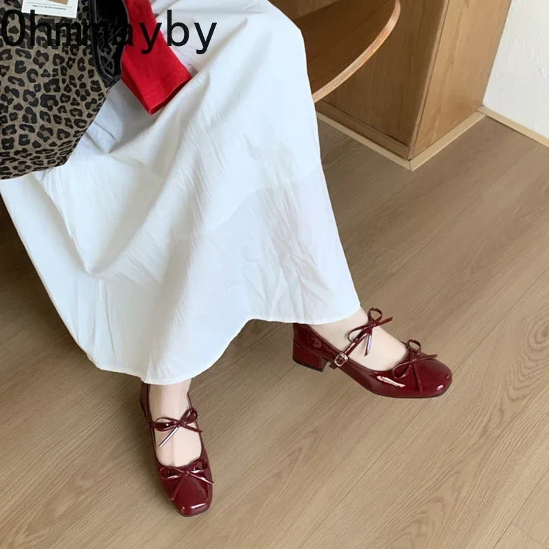 Bow Square Toe Mary Janes