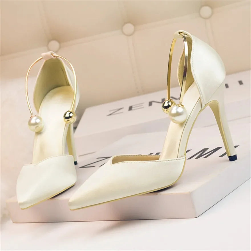 Pearl Accent Pointed Stiletto Pumps