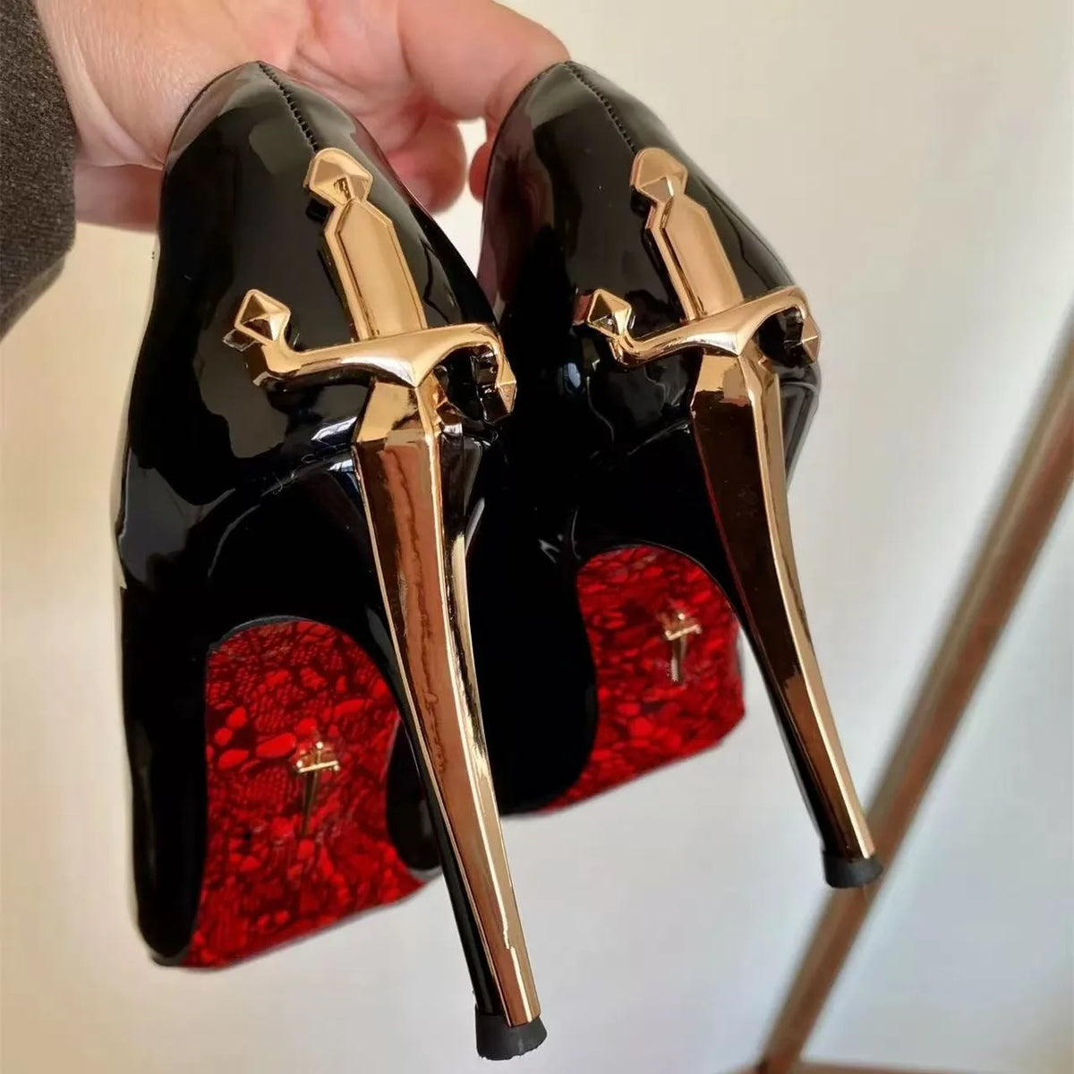Sword Hardware Pointed-Toe Stiletto Pumps