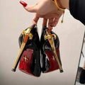 Gold Sword-Embellished Stiletto Pumps