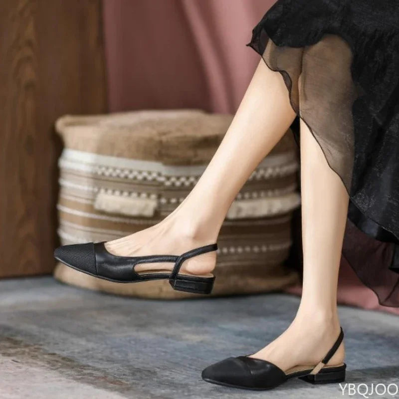 Color-Block Pointed-Toe Slingback Heels
