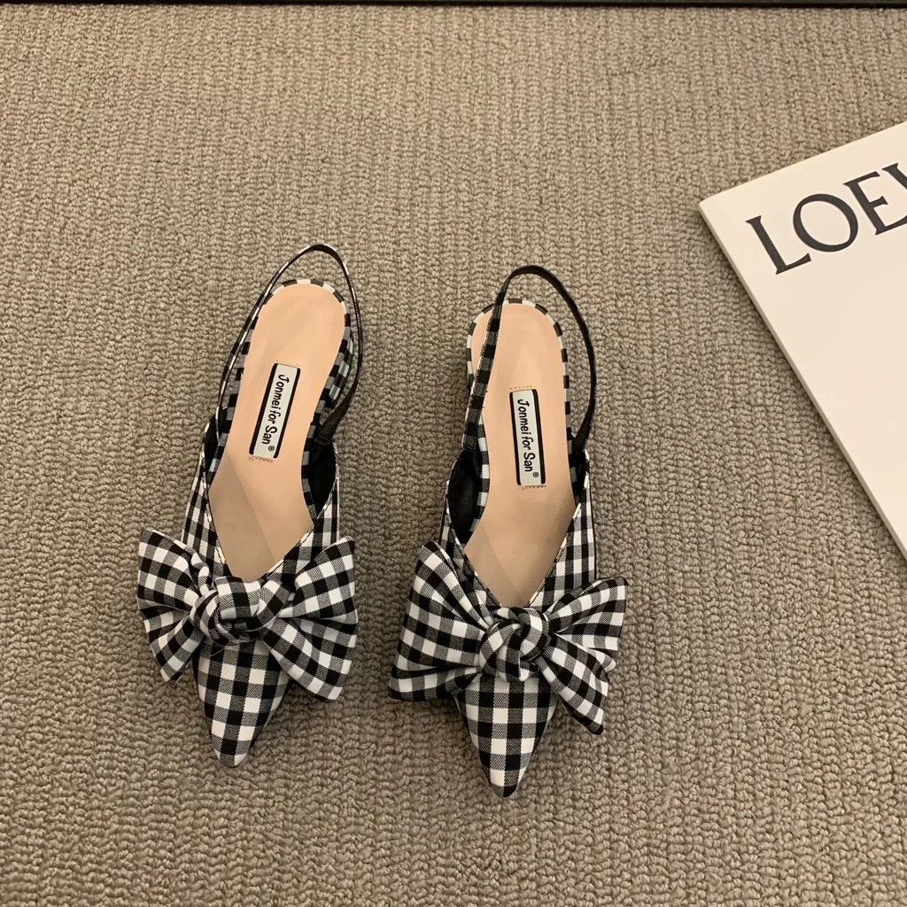 Bow Pointed-Toe Slingback Heels