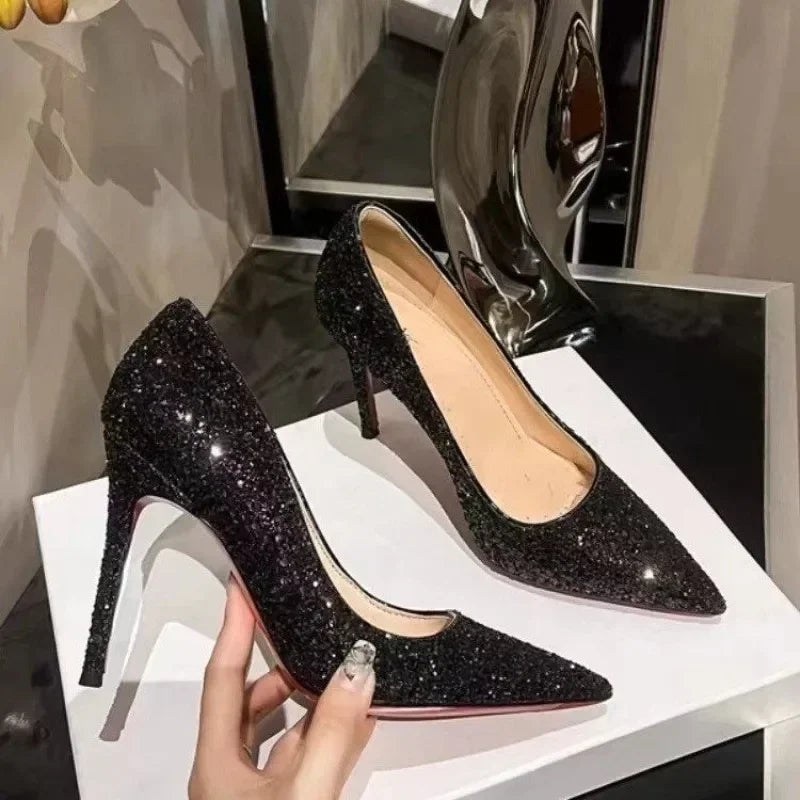 Glitter Pointed-Toe Stiletto Pumps