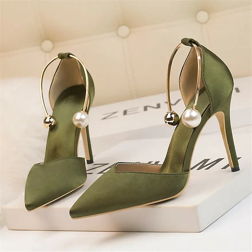 Pearl Accent Pointed Stiletto Pumps