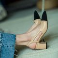 Color-Block Pointed-Toe Slingback Heels