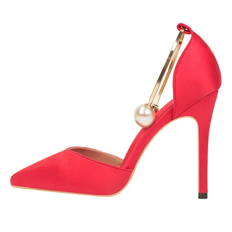Pearl Accent Pointed Stiletto Pumps