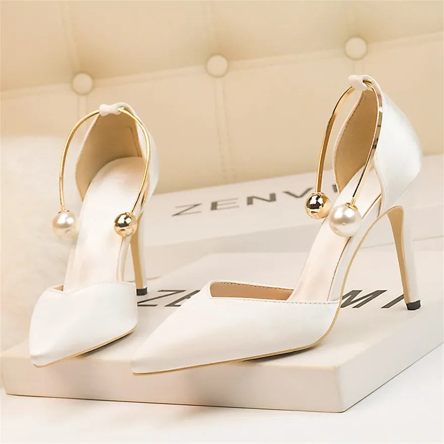 Pearl Accent Pointed Stiletto Pumps