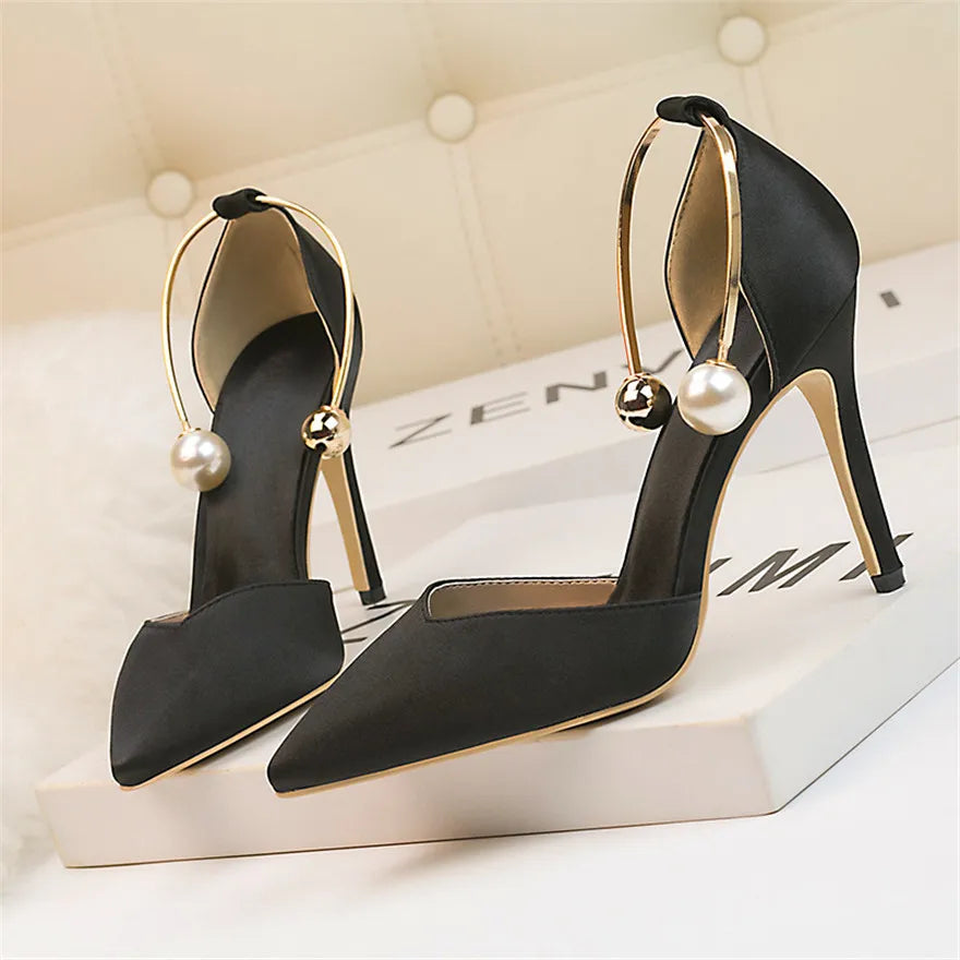 Pearl Accent Pointed Stiletto Pumps