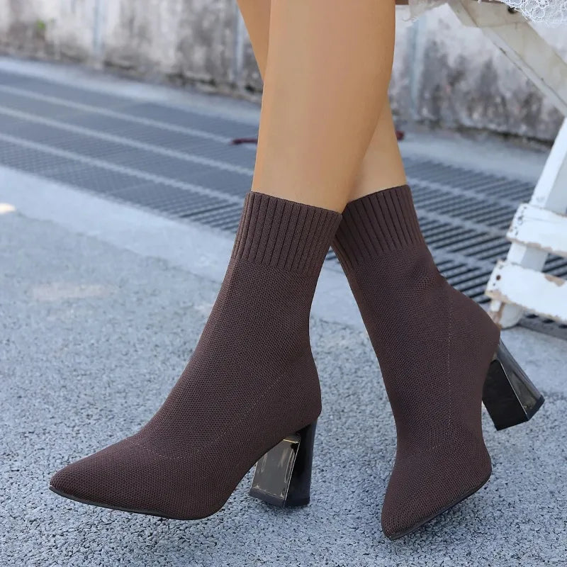 Reflective Heel Knit Sock Boots