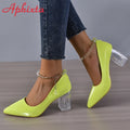 Clear Chain Strap Pointed-Toe Pumps