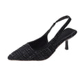 Textured Pointed-Toe Slingback Heels