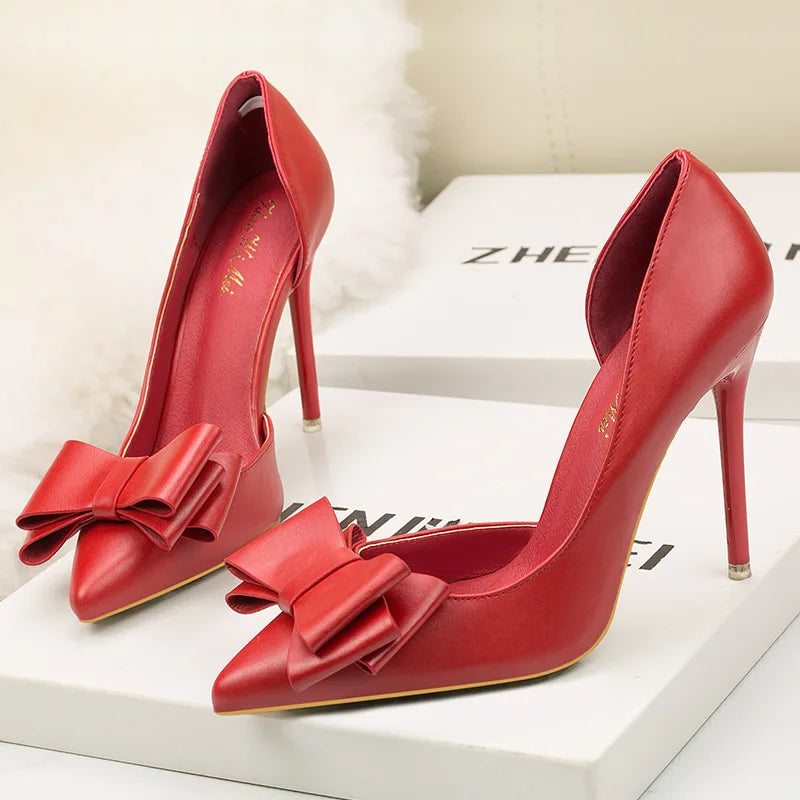 Bow Pointed-Toe Stiletto Pumps