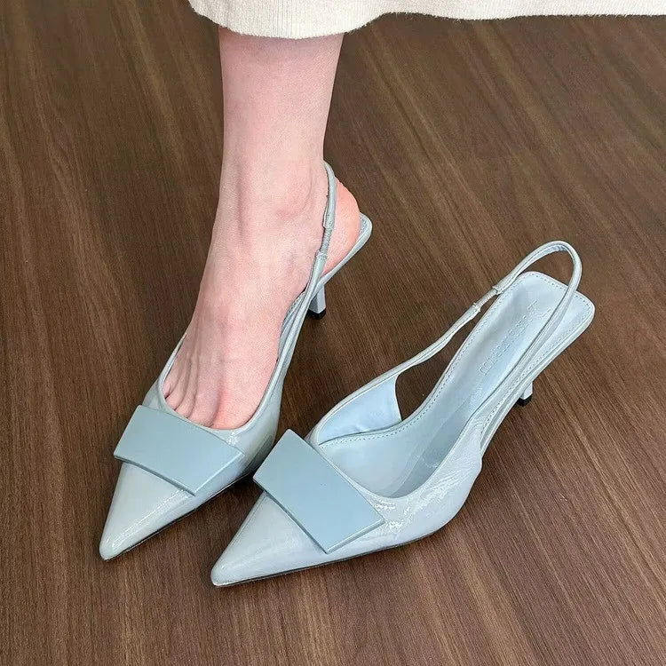 Pointed-Toe Slingback Heels with Vamp Band