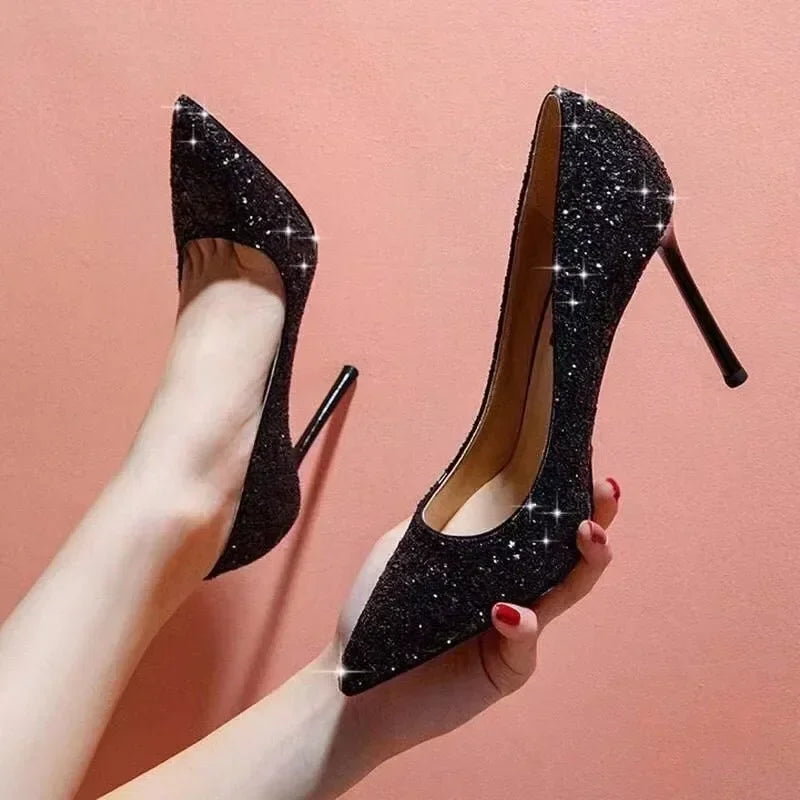 Glitter Pointed-Toe Stiletto Pumps