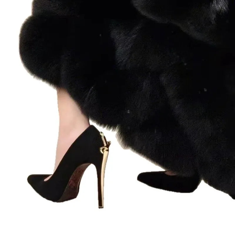 Gold Sword-Embellished Stiletto Pumps