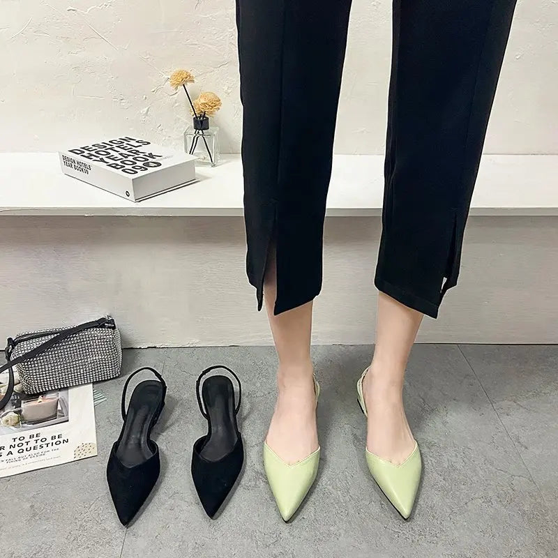 Pointed-Toe Slingback Block-Heel Pumps