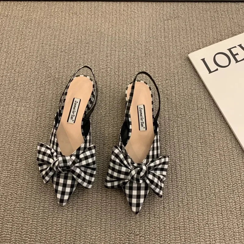 Bow Pointed-Toe Slingback Heels