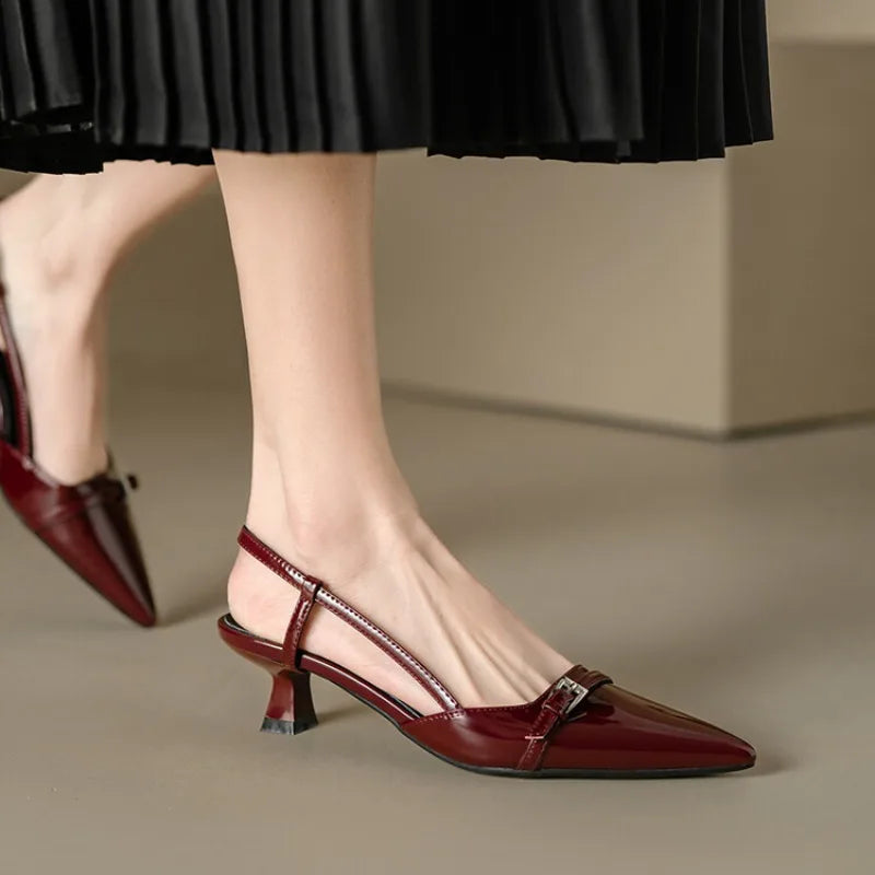 Patent Pointed-Toe Slingback Heels