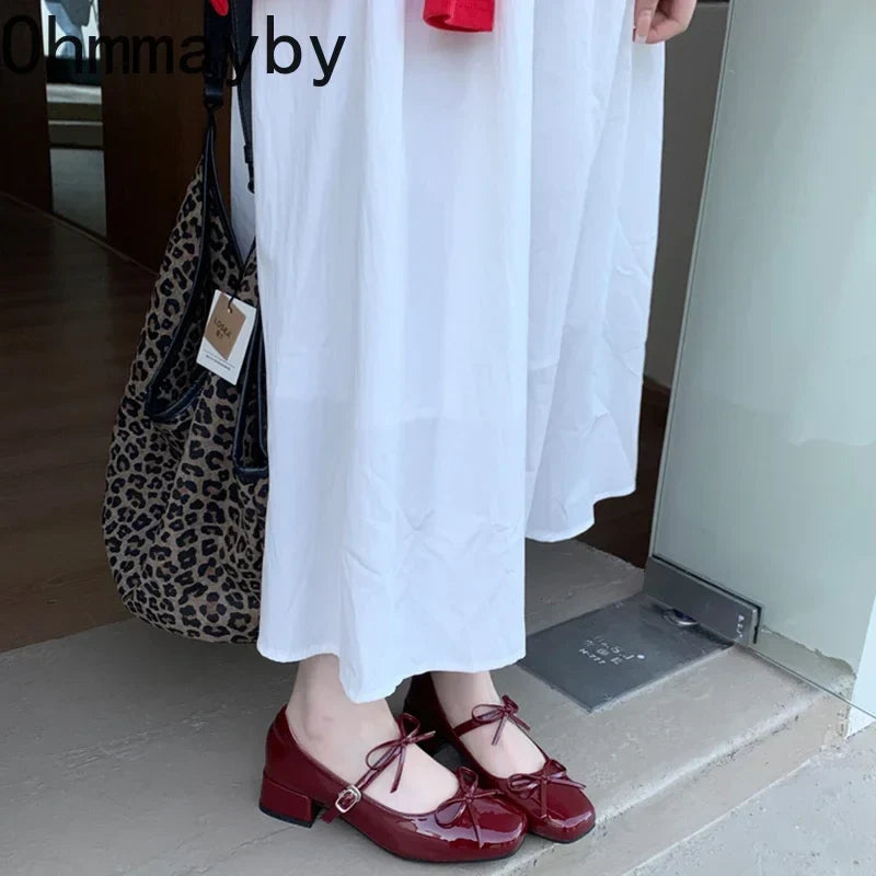 Bow Square Toe Mary Janes