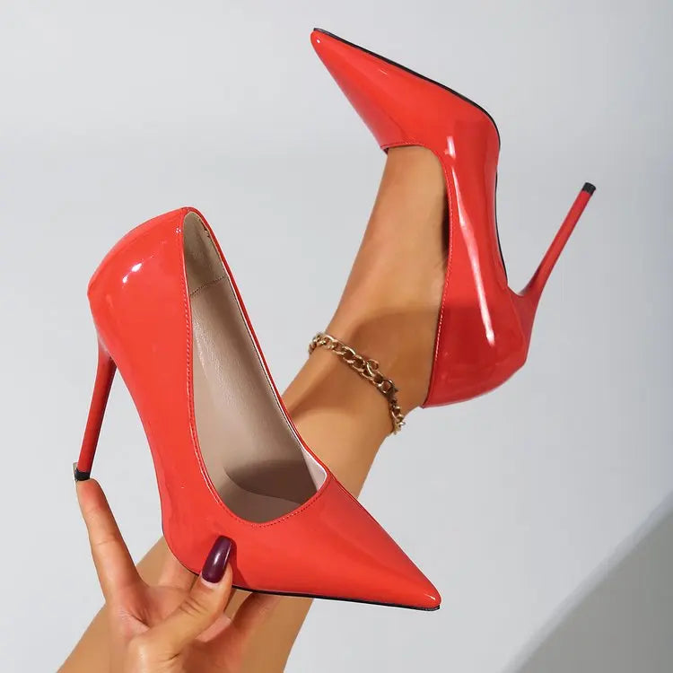 Glossy Pointed-Toe Stiletto Pumps