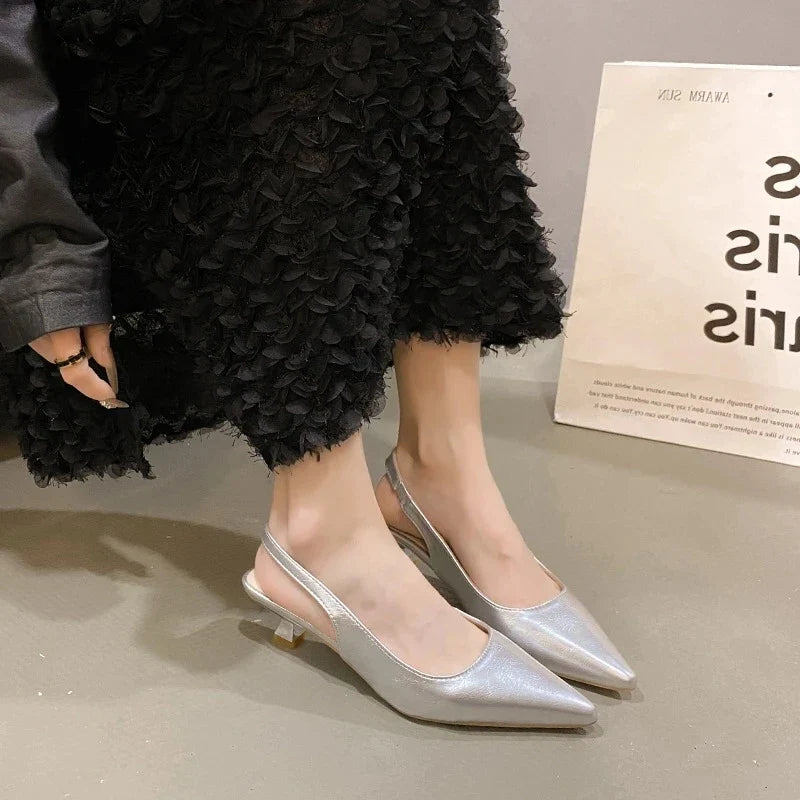 Pointed-Toe Slingback Heels
