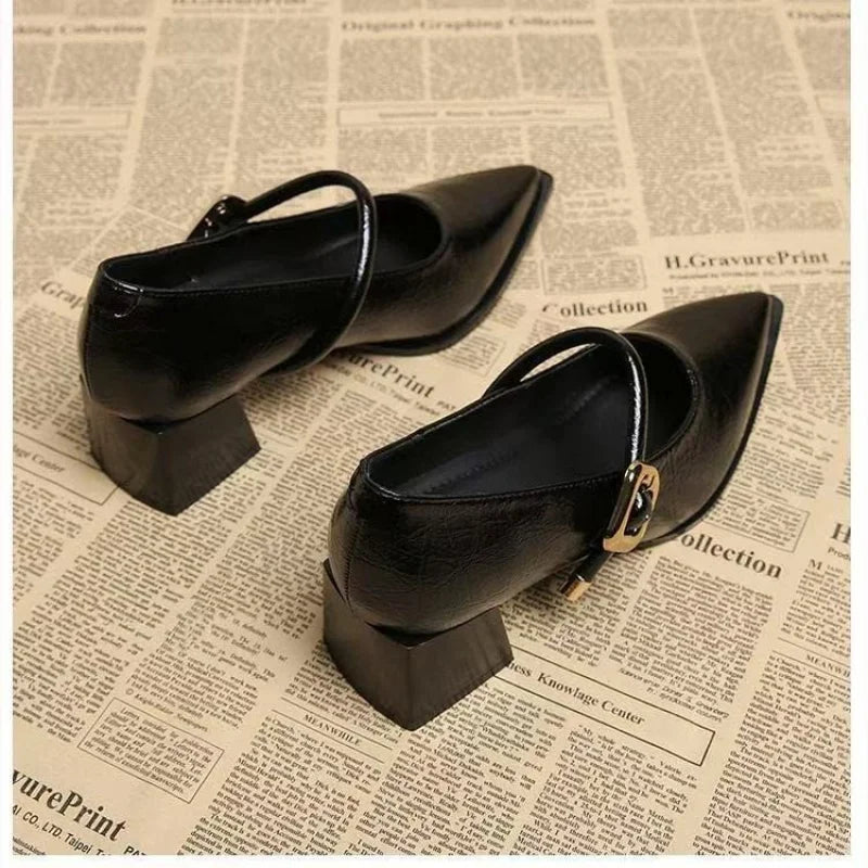 Vintage Pointed Toe Mary Jane Pumps