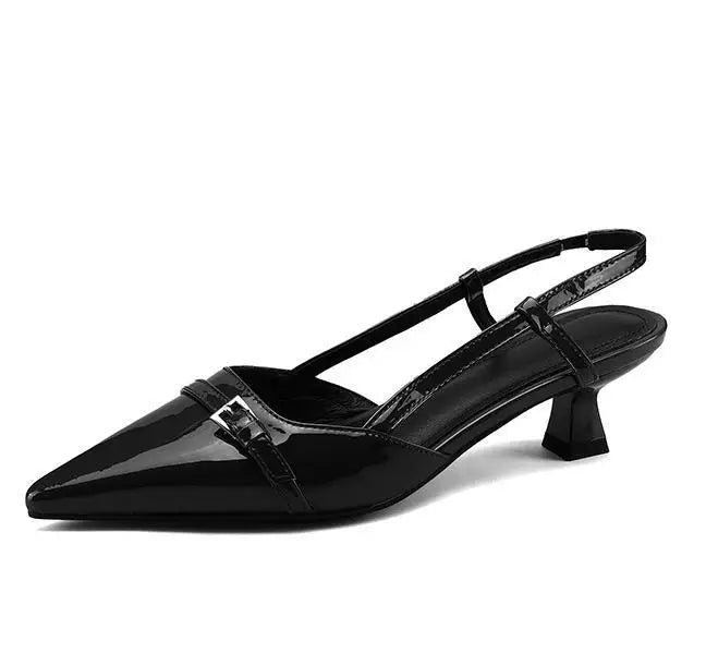 Patent Pointed-Toe Slingback Heels