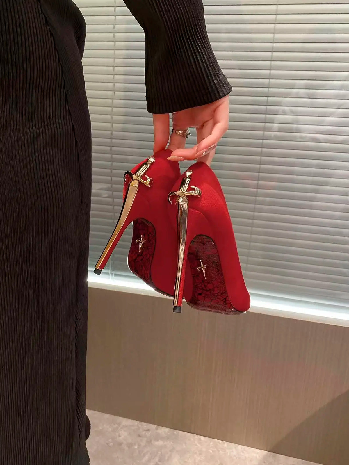 Sword Hardware Pointed-Toe Stiletto Pumps
