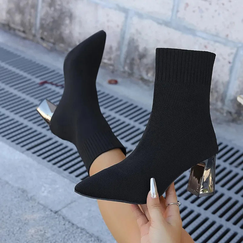 Reflective Heel Knit Sock Boots