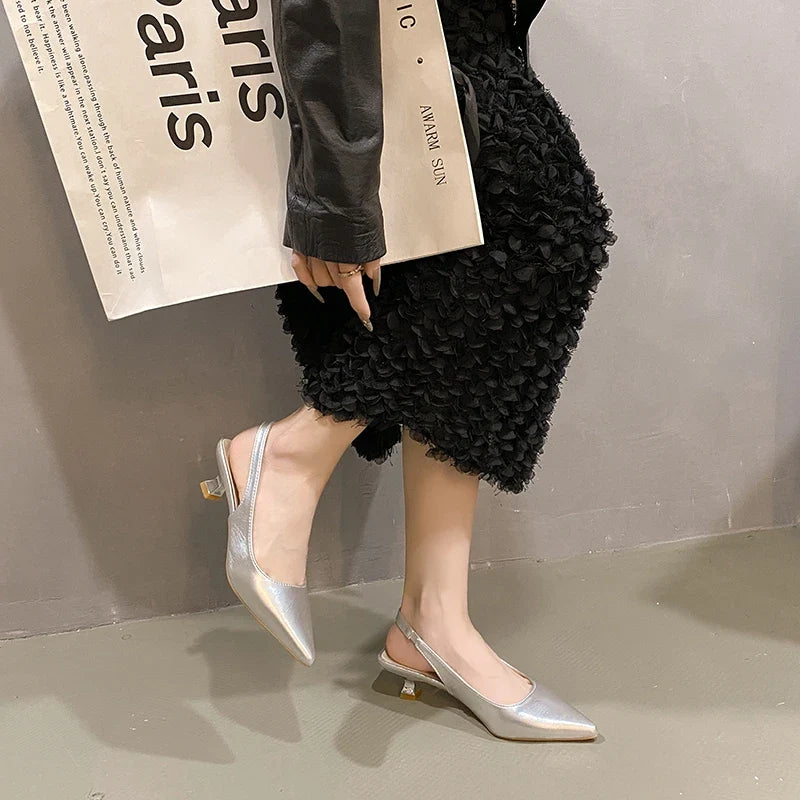 Pointed-Toe Slingback Heels