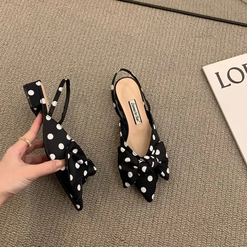 Bow Pointed-Toe Slingback Heels