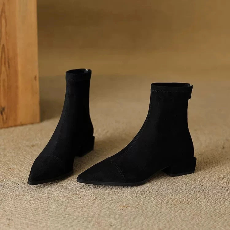 Pointed Toe Faux Suede Ankle Boots
