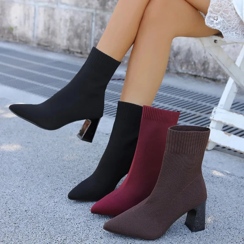 Reflective Heel Knit Sock Boots