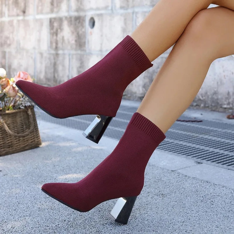 Reflective Heel Knit Sock Boots
