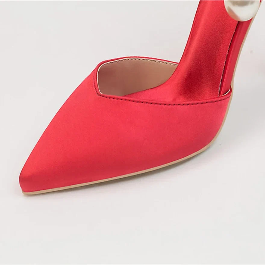 Pearl Accent Pointed Stiletto Pumps