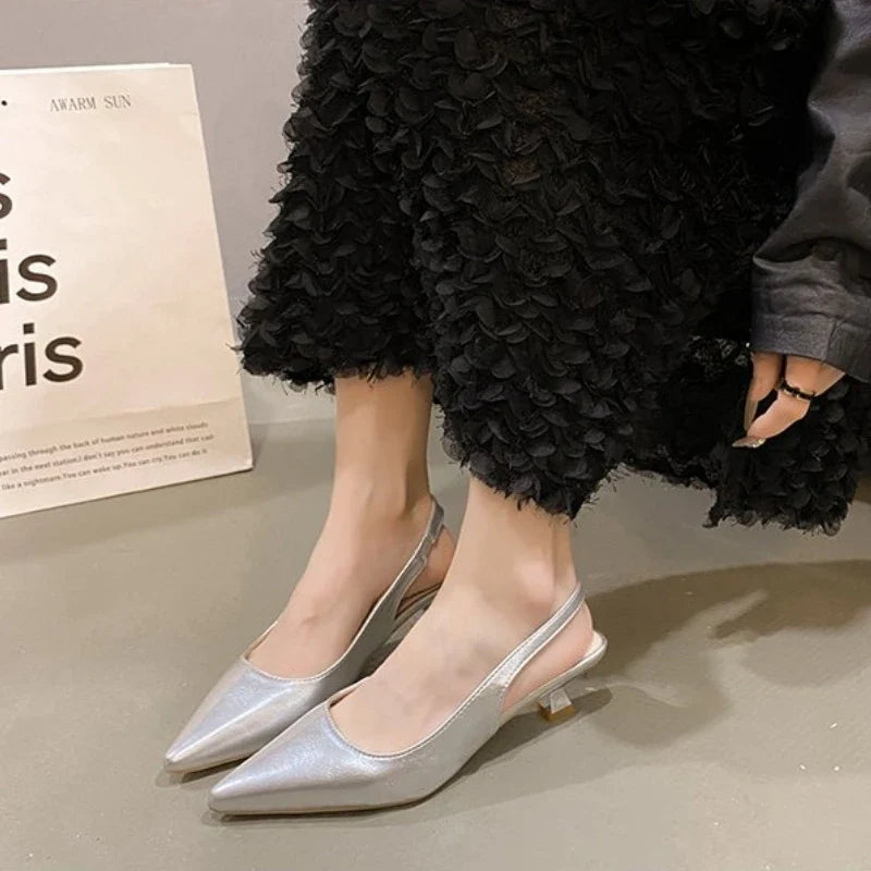 Pointed-Toe Slingback Heels