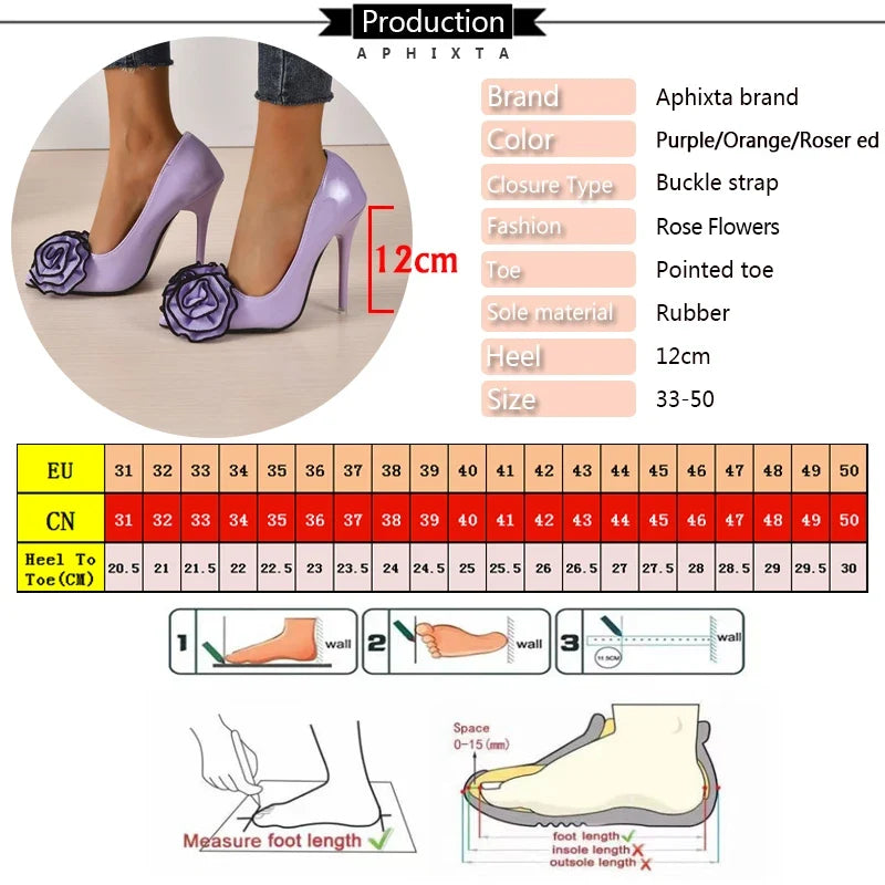 Rose Appliqué Stiletto Pumps