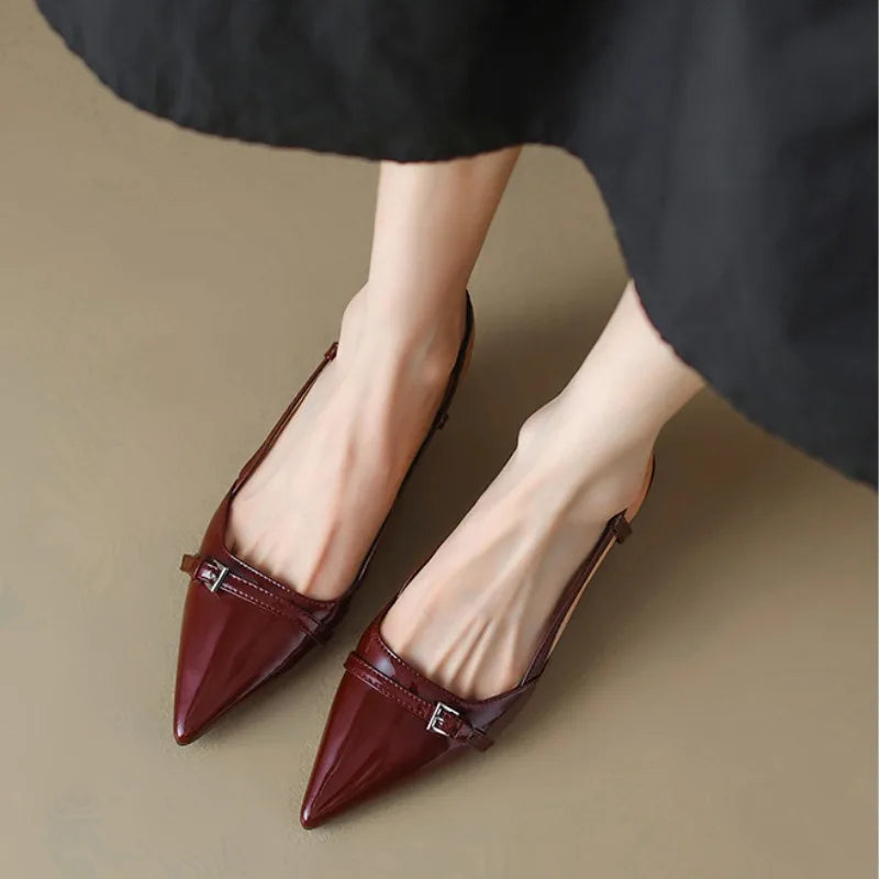Patent Pointed-Toe Slingback Heels