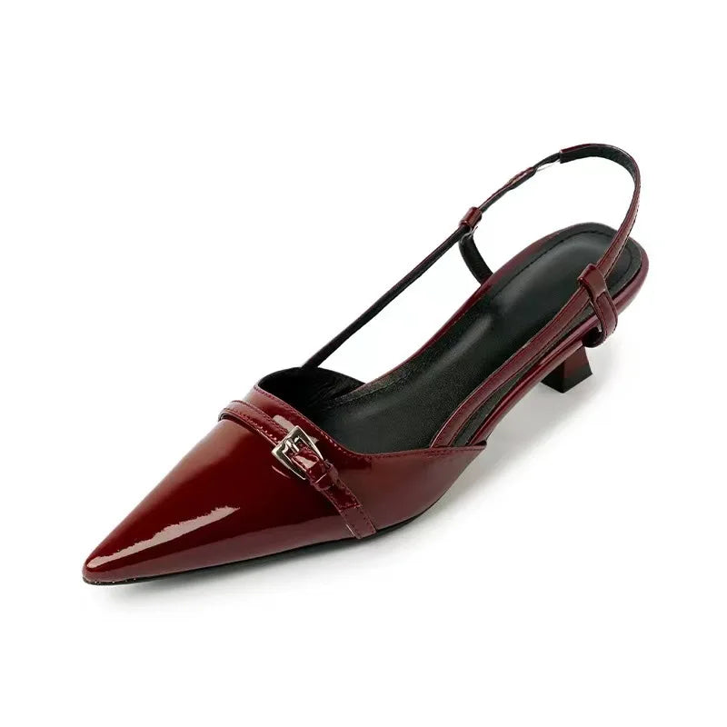 Patent Pointed-Toe Slingback Heels