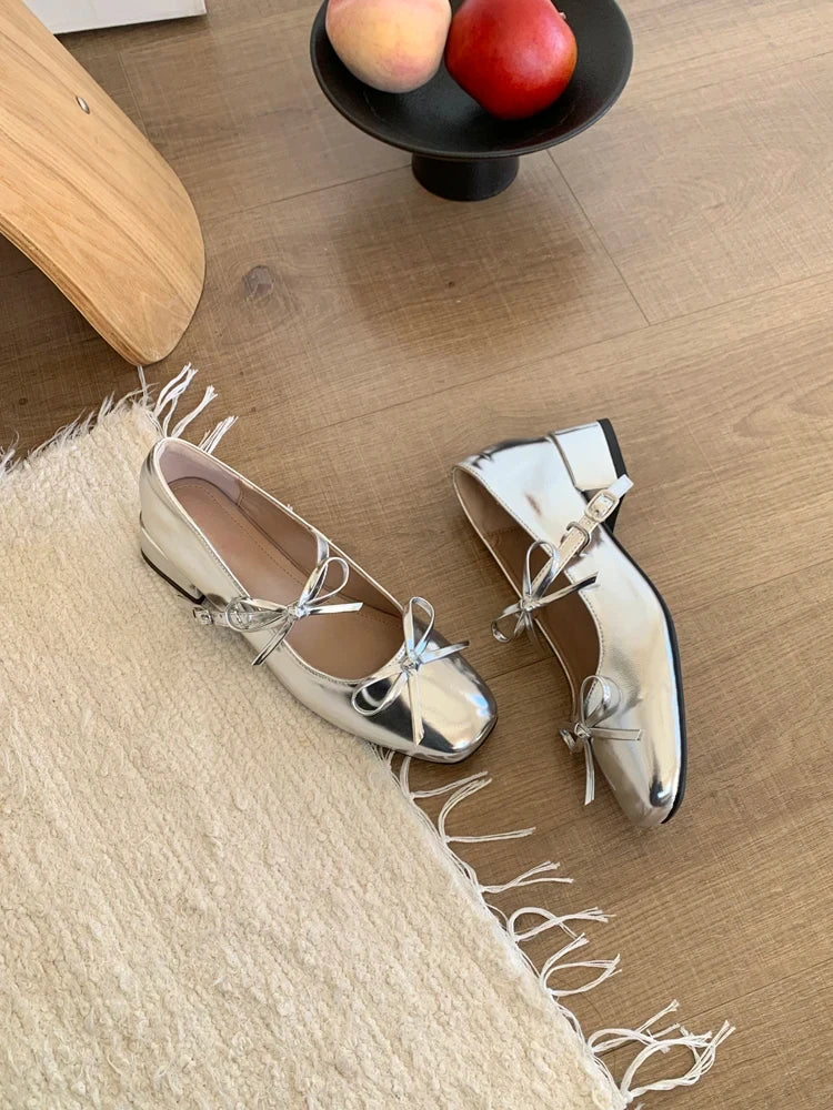 Bow Square Toe Mary Janes