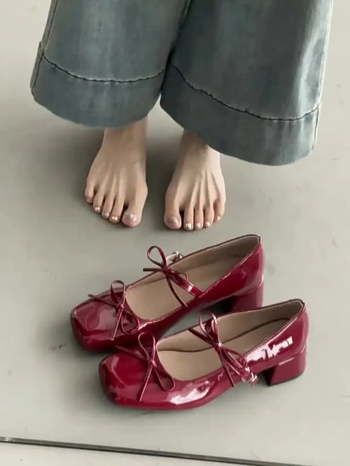 Bow Square Toe Mary Janes