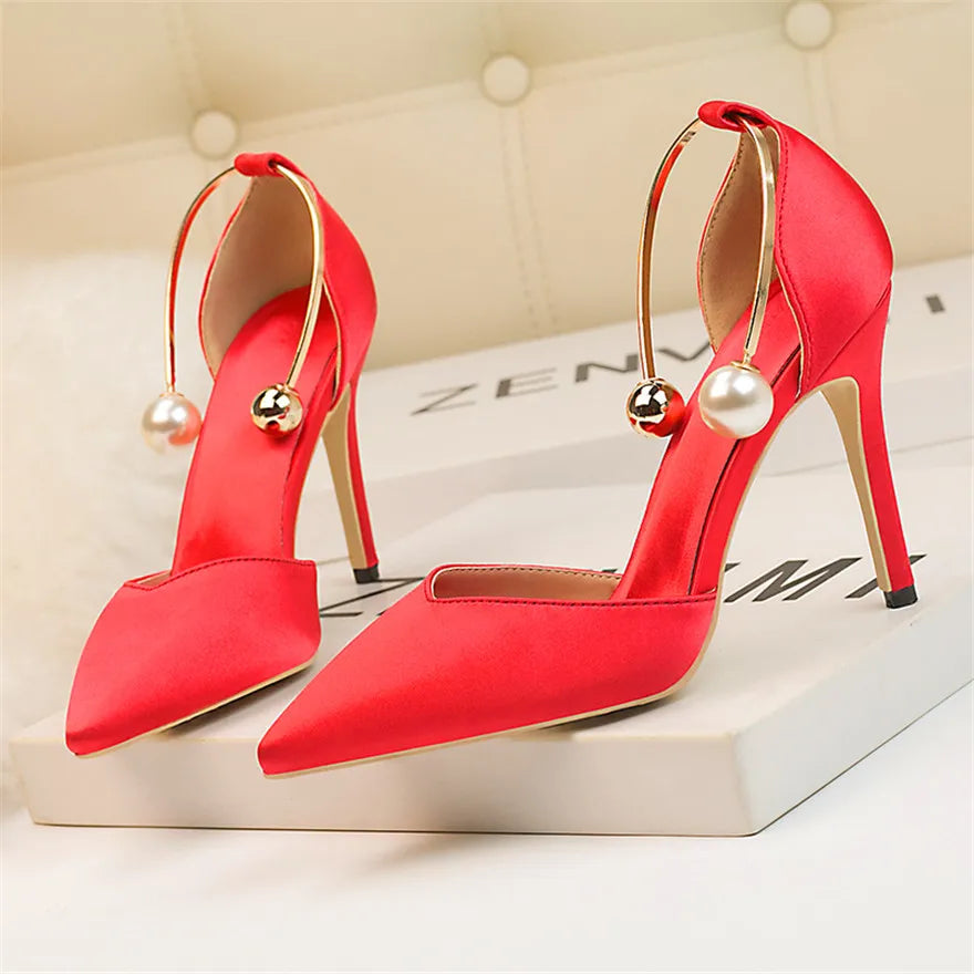 Pearl Accent Pointed Stiletto Pumps
