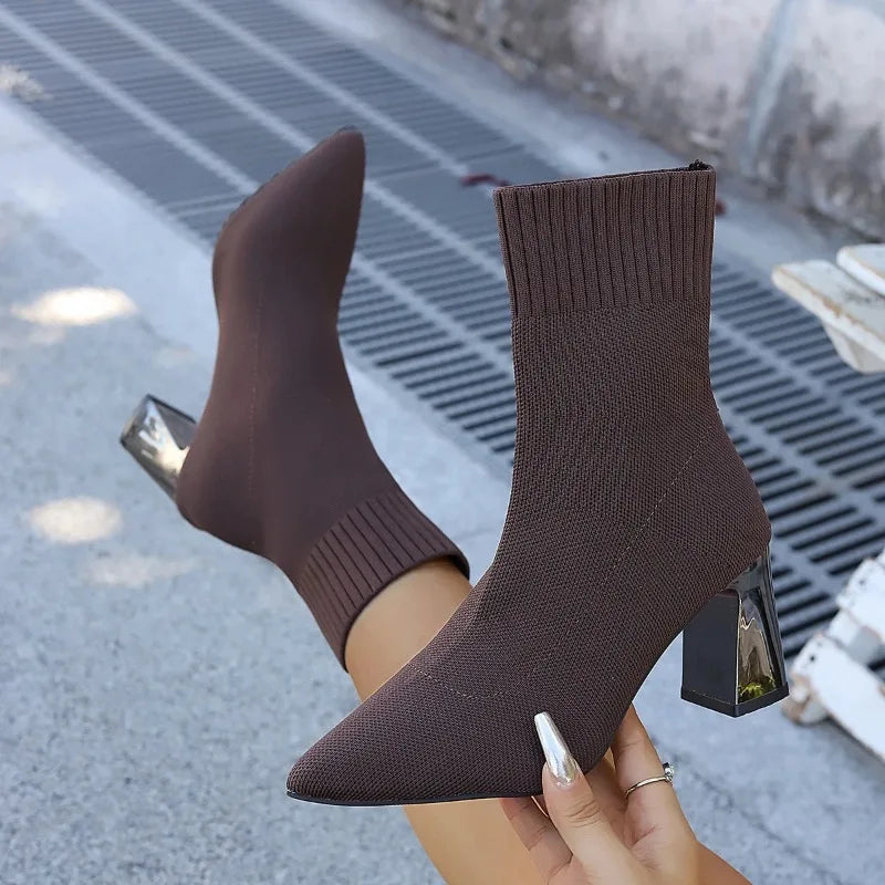 Reflective Heel Knit Sock Boots