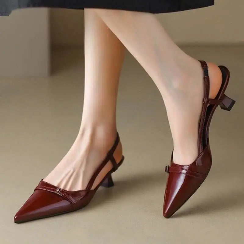 Patent Pointed-Toe Slingback Heels