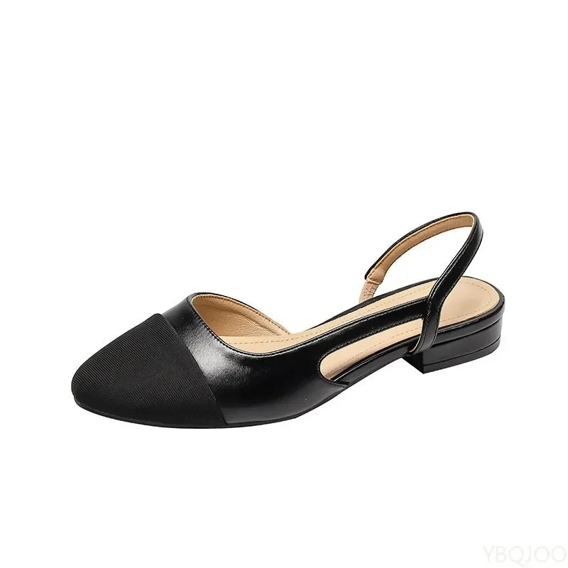 Color-Block Pointed-Toe Slingback Heels